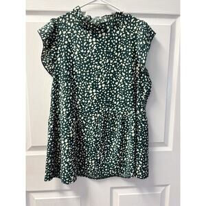 Green And Cream Blouse M